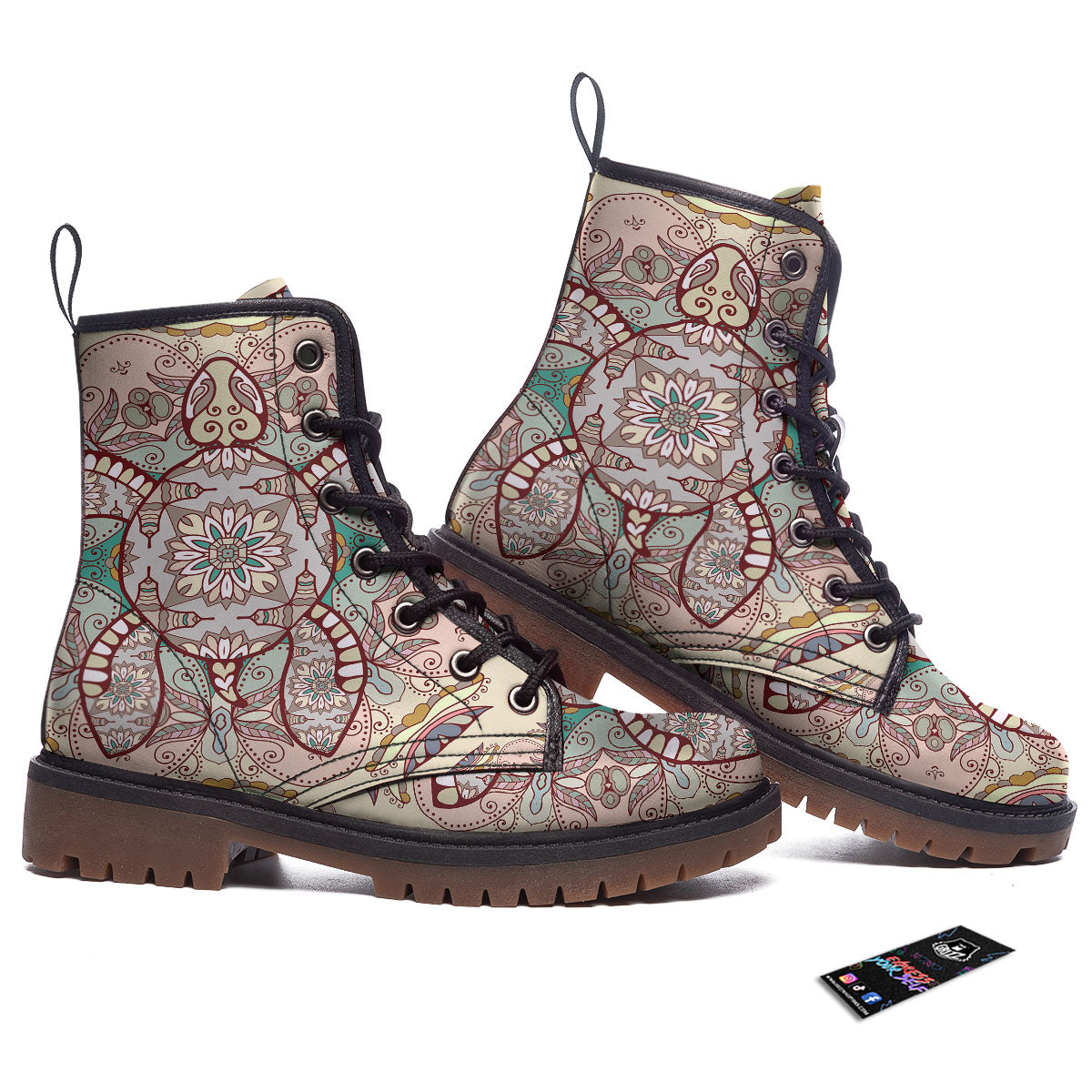 Turtle Polynesian Sea Print Work Boots-grizzshop