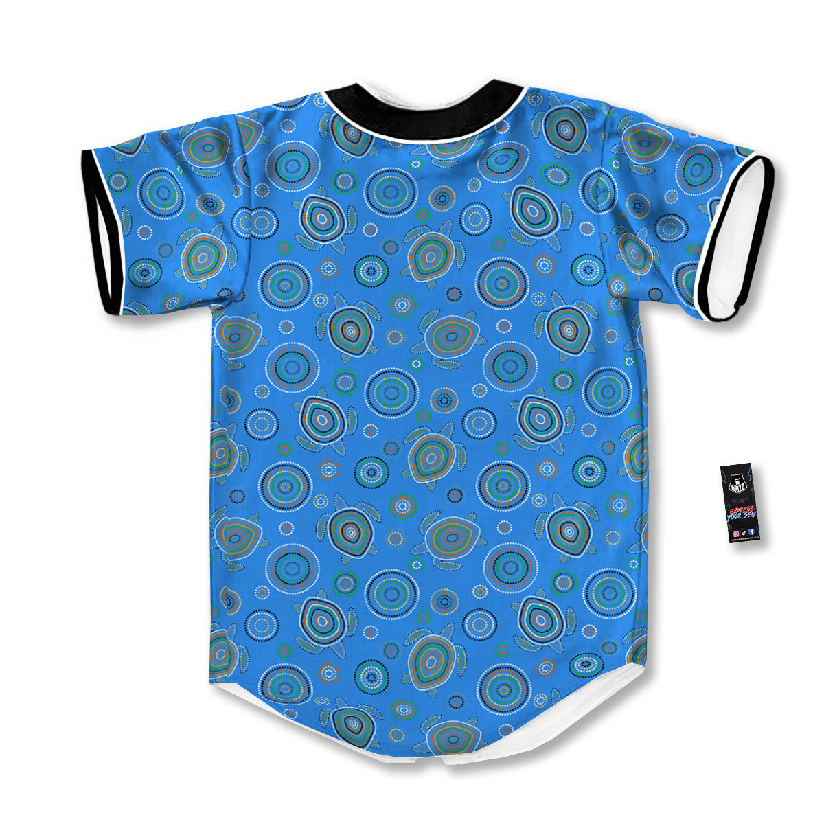 Turtle Sea Aboriginal Print Pattern Baseball Jersey-grizzshop