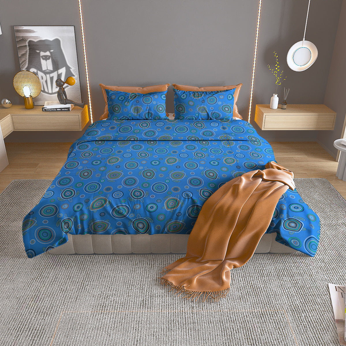 Turtle Sea Aboriginal Print Pattern Duvet Cover Bedding Set