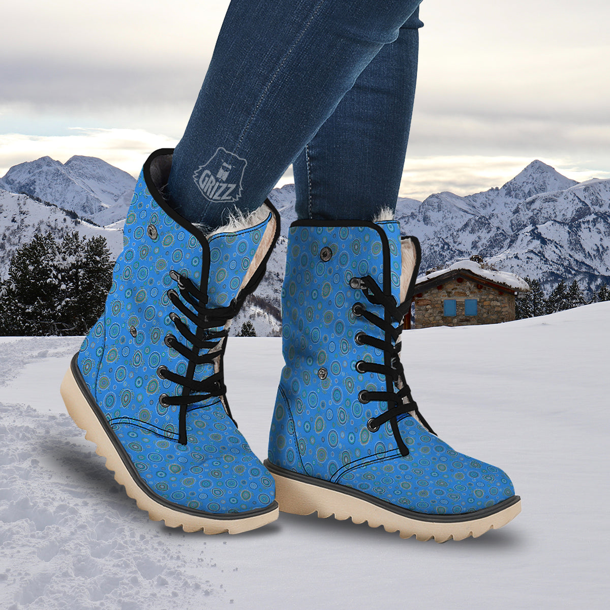 Turtle Sea Aboriginal Print Pattern Snow Boots-grizzshop