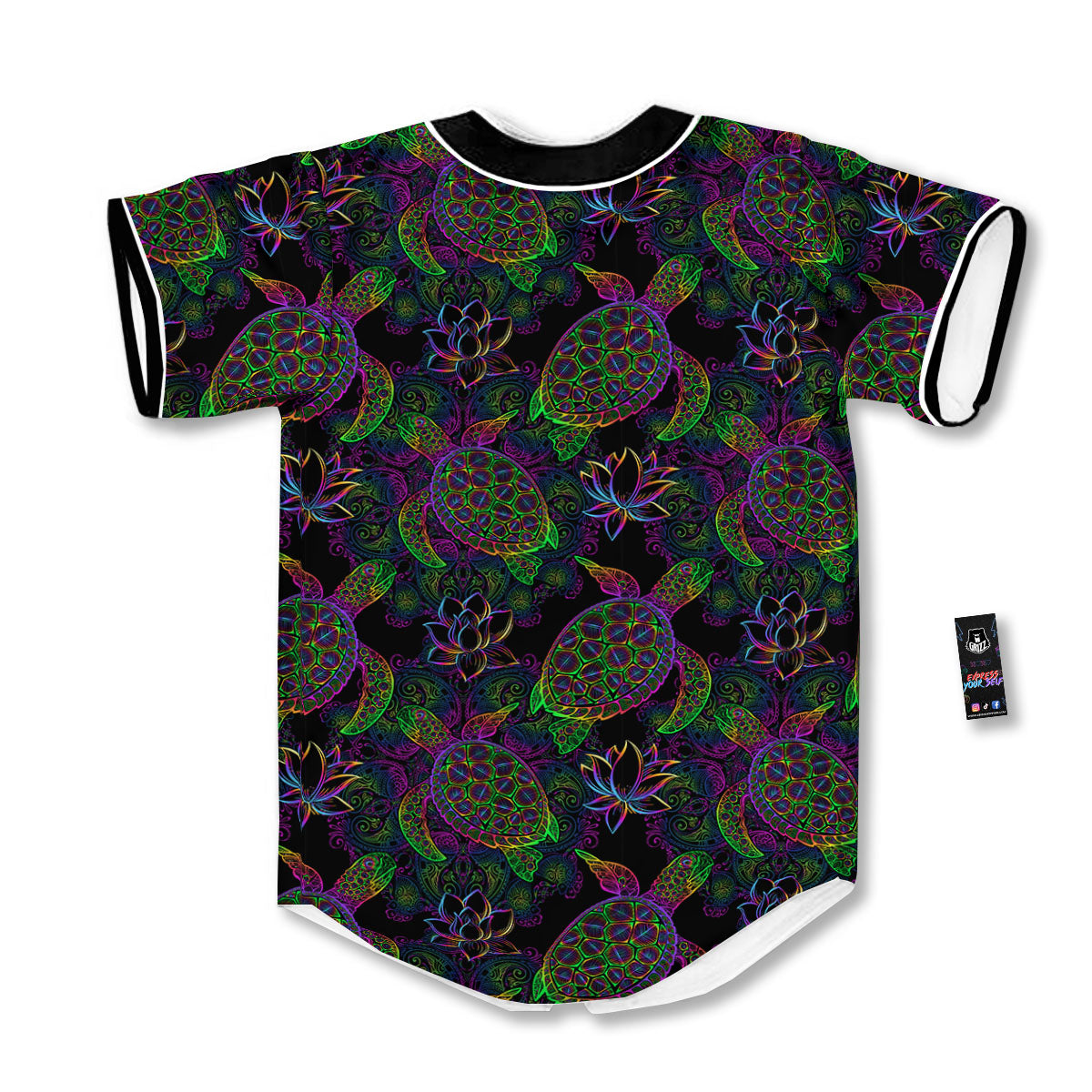 Turtle Sea Psychedelic Print Pattern Baseball Jersey-grizzshop