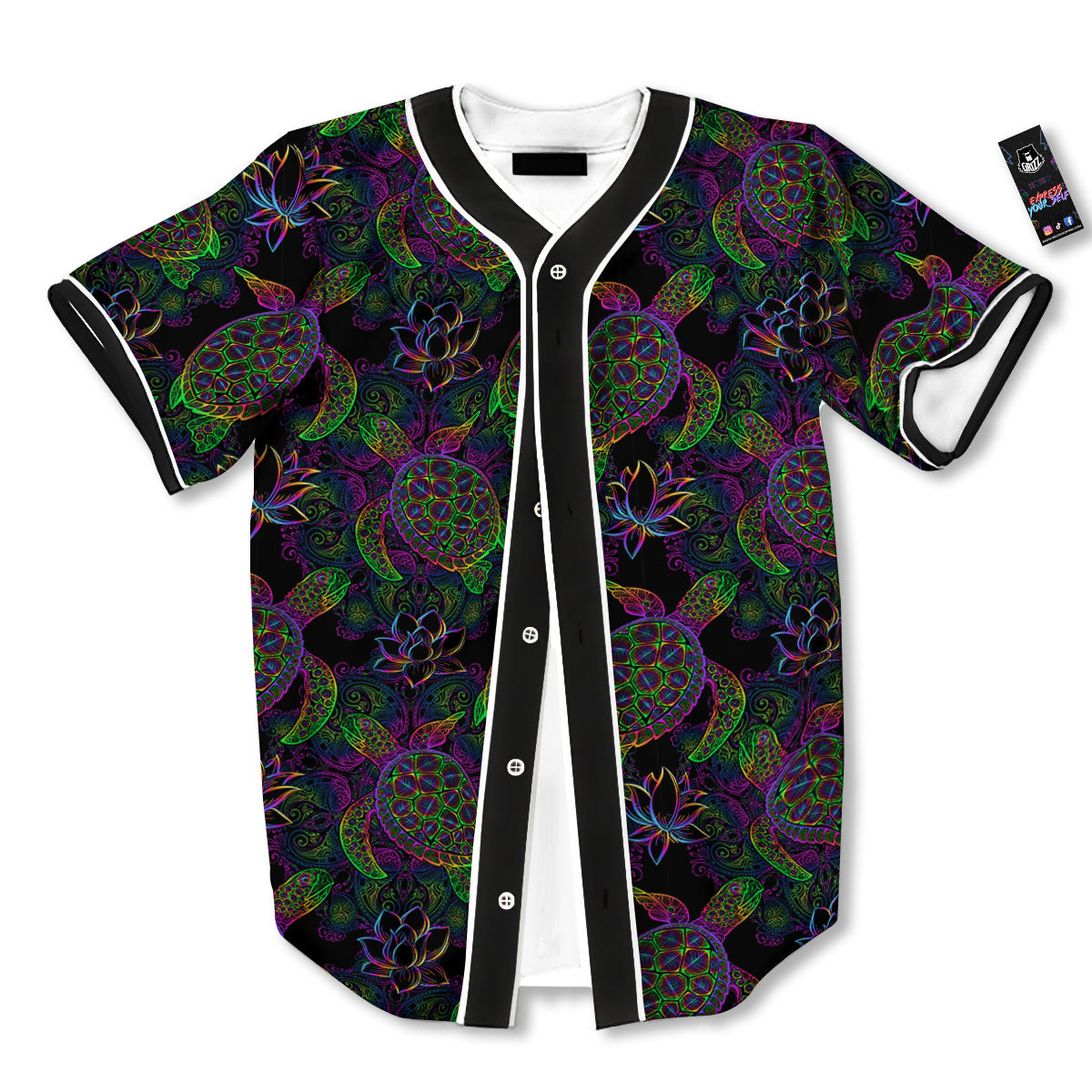 Turtle Sea Psychedelic Print Pattern Baseball Jersey-grizzshop