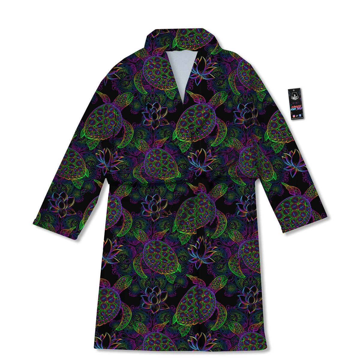 Turtle Sea Psychedelic Print Pattern Bathrobe-grizzshop
