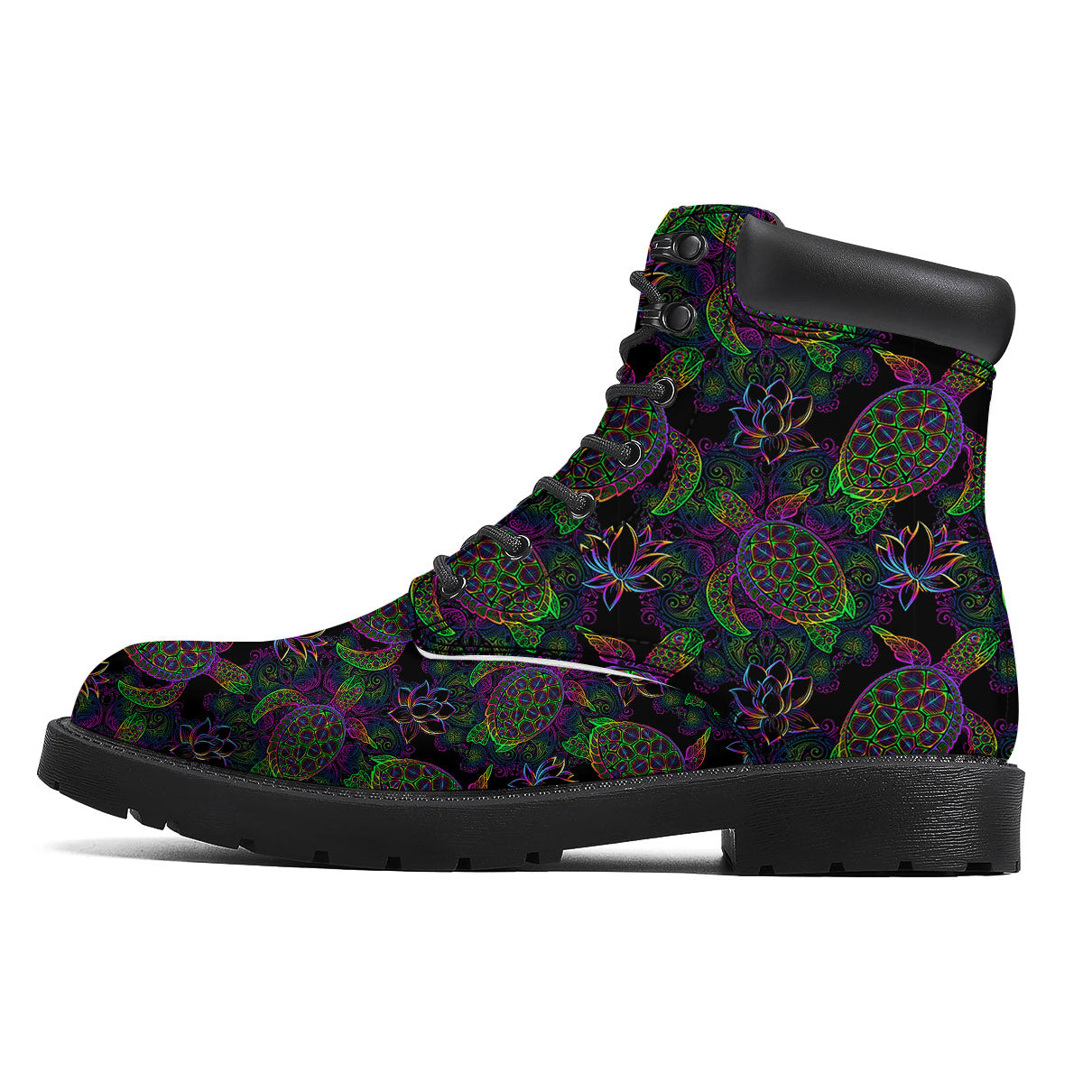 Turtle Sea Psychedelic Print Pattern Boots-grizzshop
