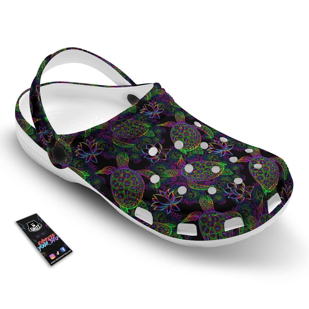 Turtle Sea Psychedelic Print Pattern Clog-grizzshop