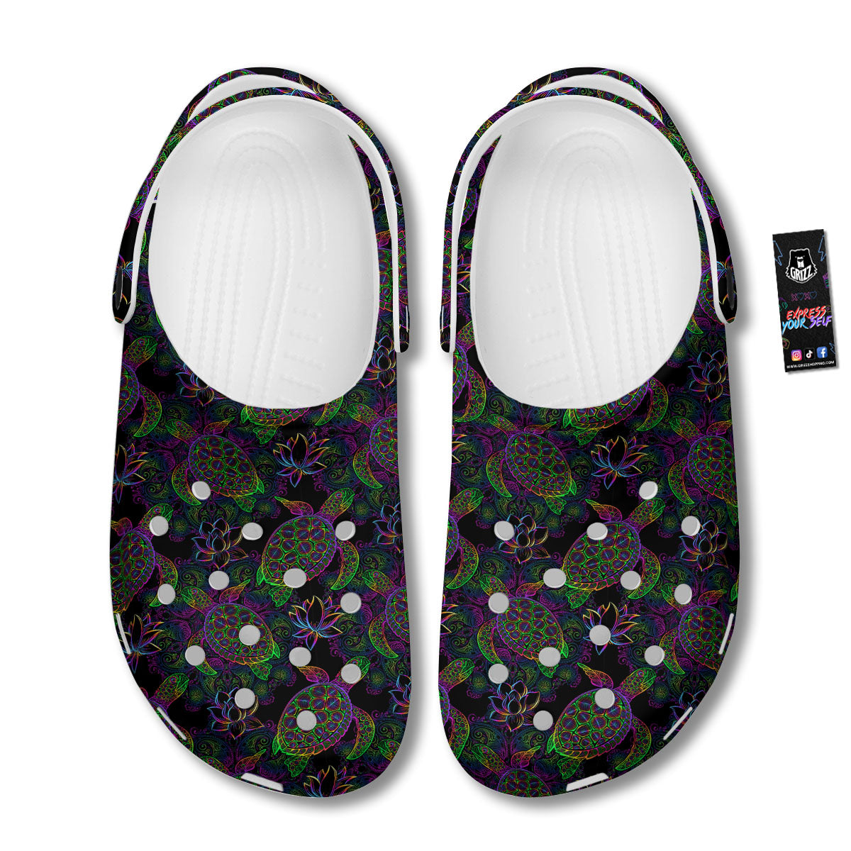 Turtle Sea Psychedelic Print Pattern Clog-grizzshop