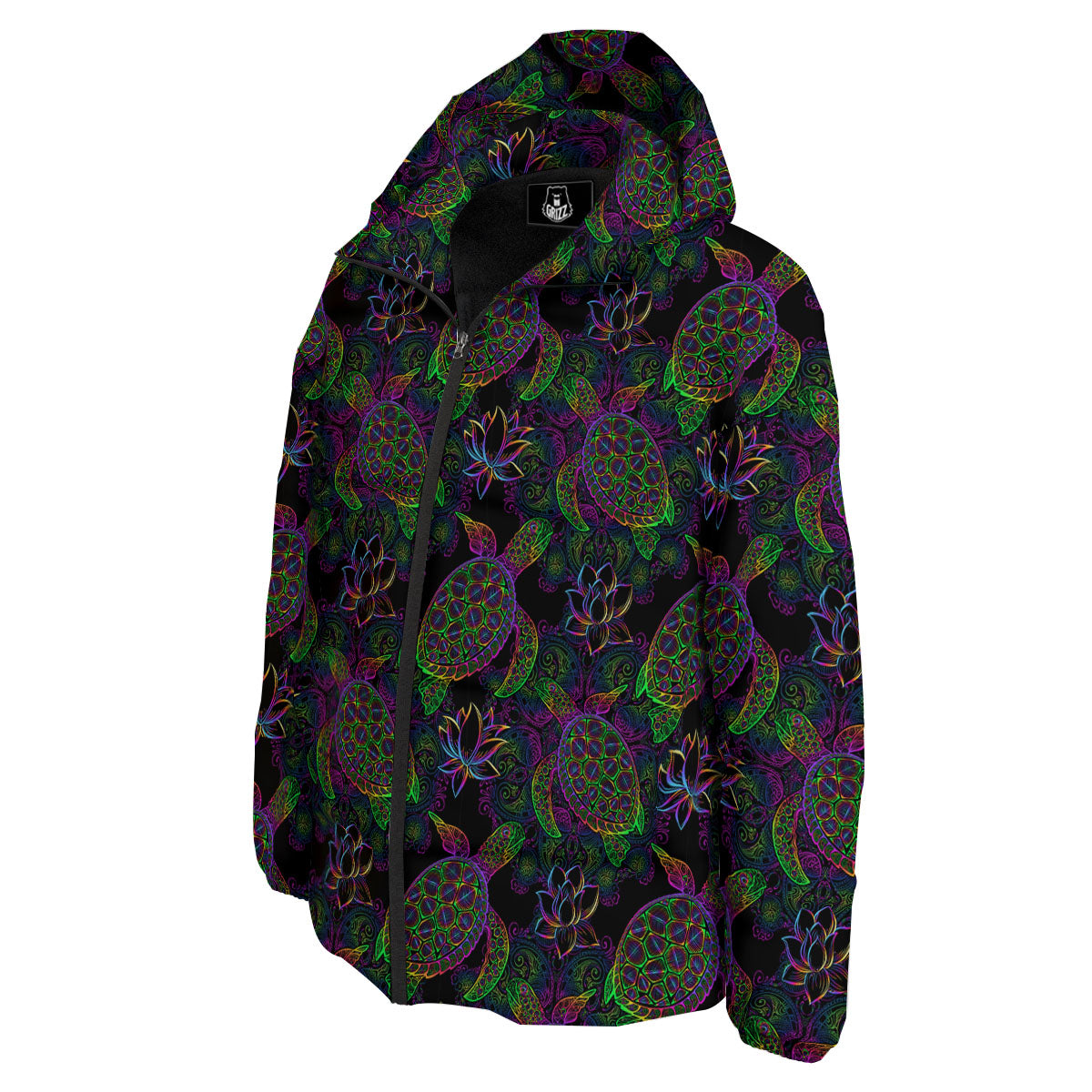 Turtle Sea Psychedelic Print Pattern Down Jacket-grizzshop