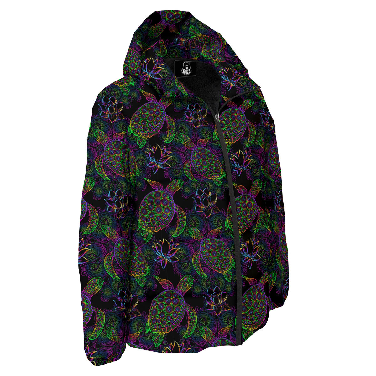 Turtle Sea Psychedelic Print Pattern Down Jacket-grizzshop