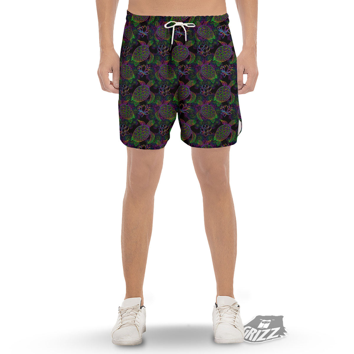 Turtle Sea Psychedelic Print Pattern Men's Gym Shorts-grizzshop