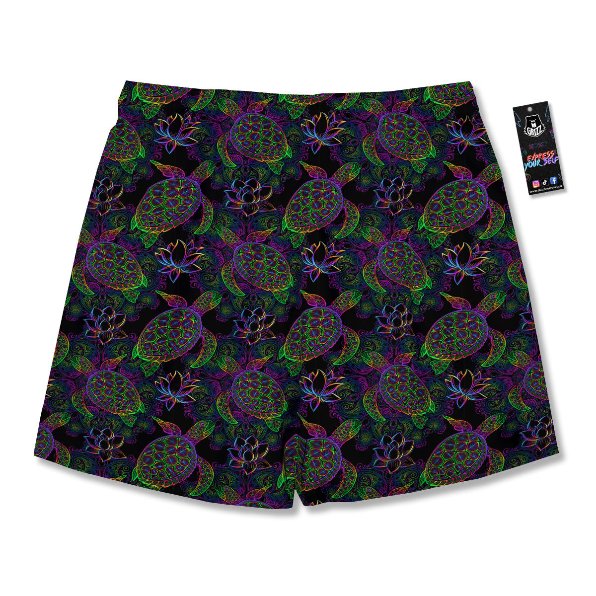 Turtle Sea Psychedelic Print Pattern Men's Running Shorts-grizzshop