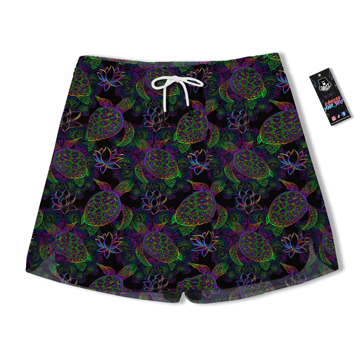 Turtle Sea Psychedelic Print Pattern Men's Running Shorts-grizzshop