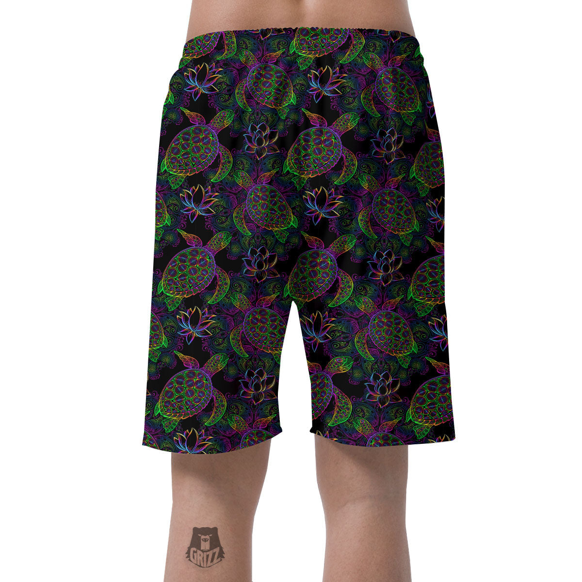 Turtle Sea Psychedelic Print Pattern Men's Shorts-grizzshop