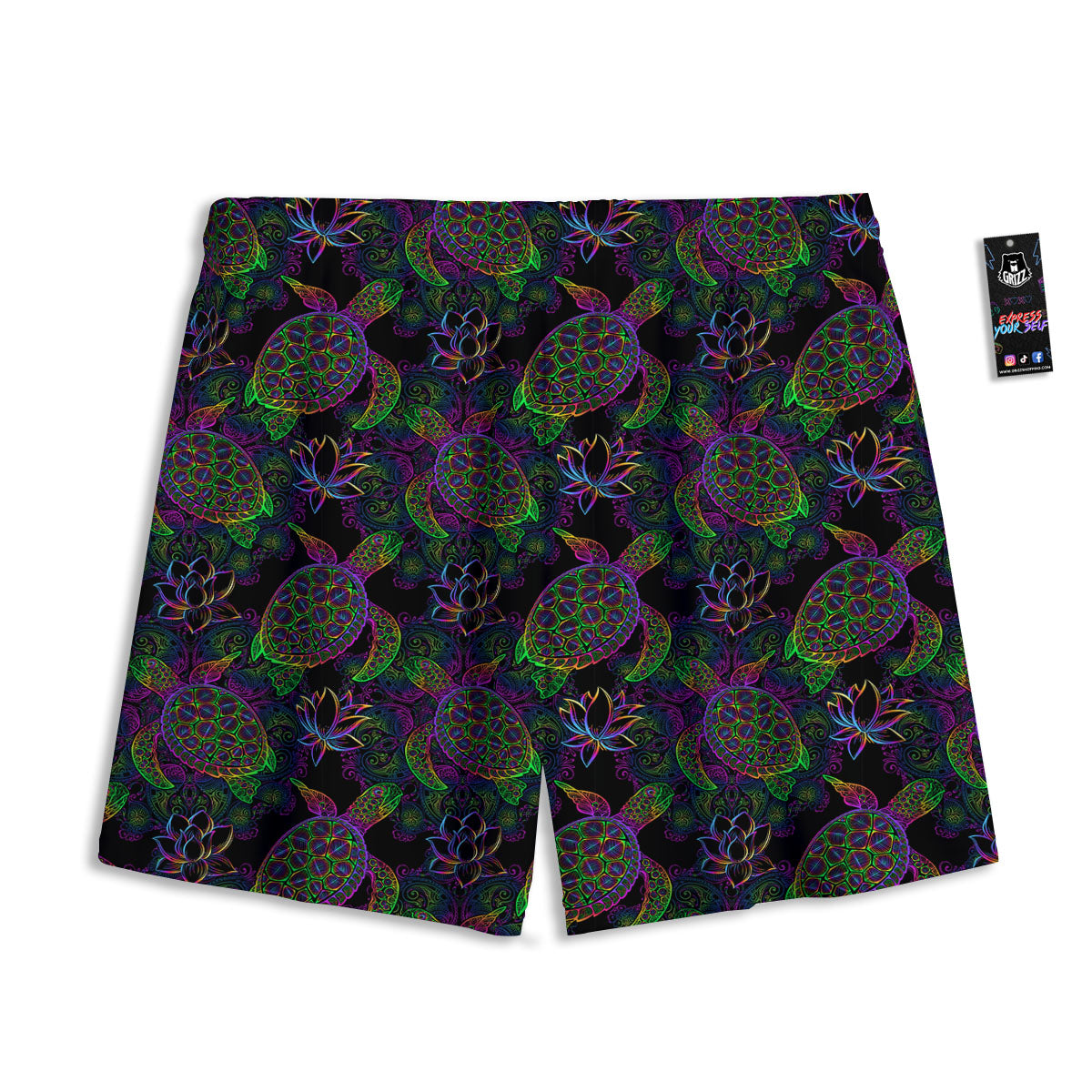 Turtle Sea Psychedelic Print Pattern Mesh Shorts
