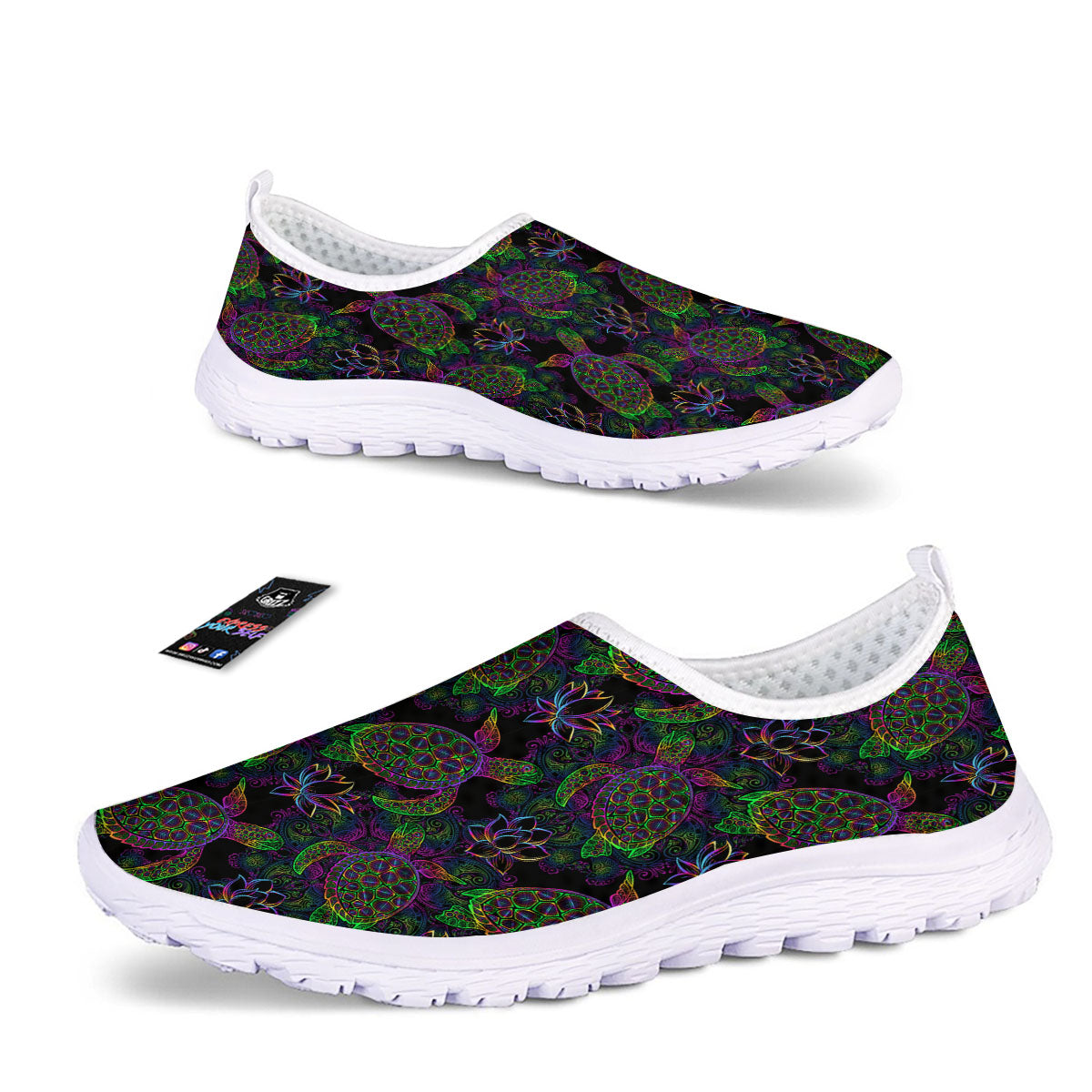Turtle Sea Psychedelic Print Pattern Nurse Shoes-grizzshop