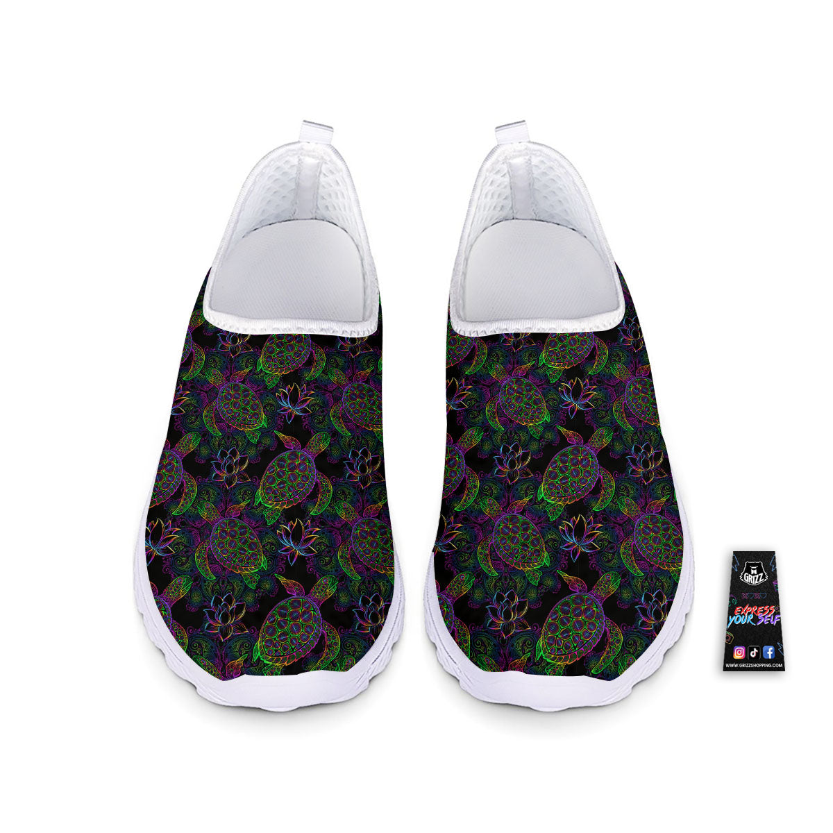 Turtle Sea Psychedelic Print Pattern Nurse Shoes-grizzshop