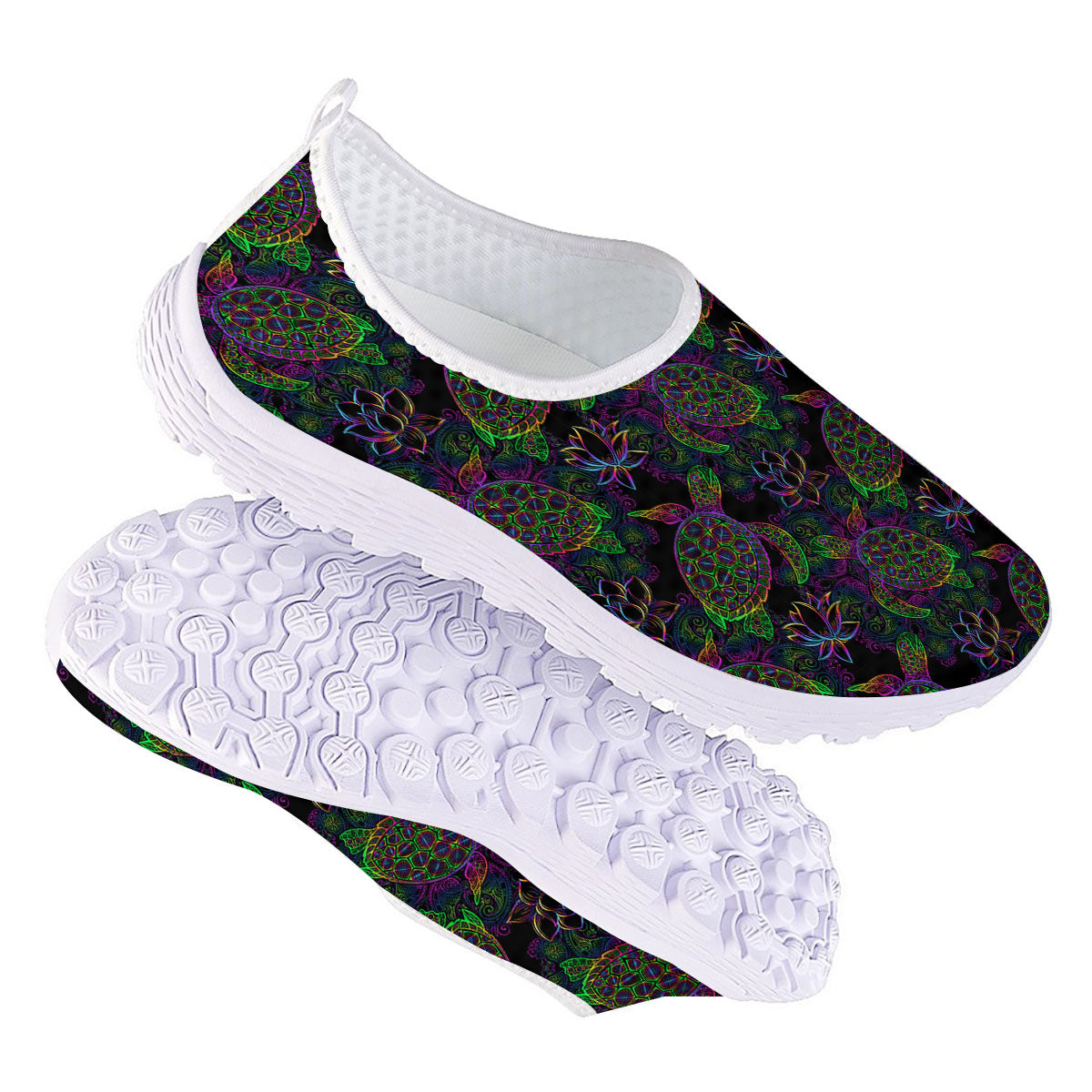Turtle Sea Psychedelic Print Pattern Nurse Shoes-grizzshop