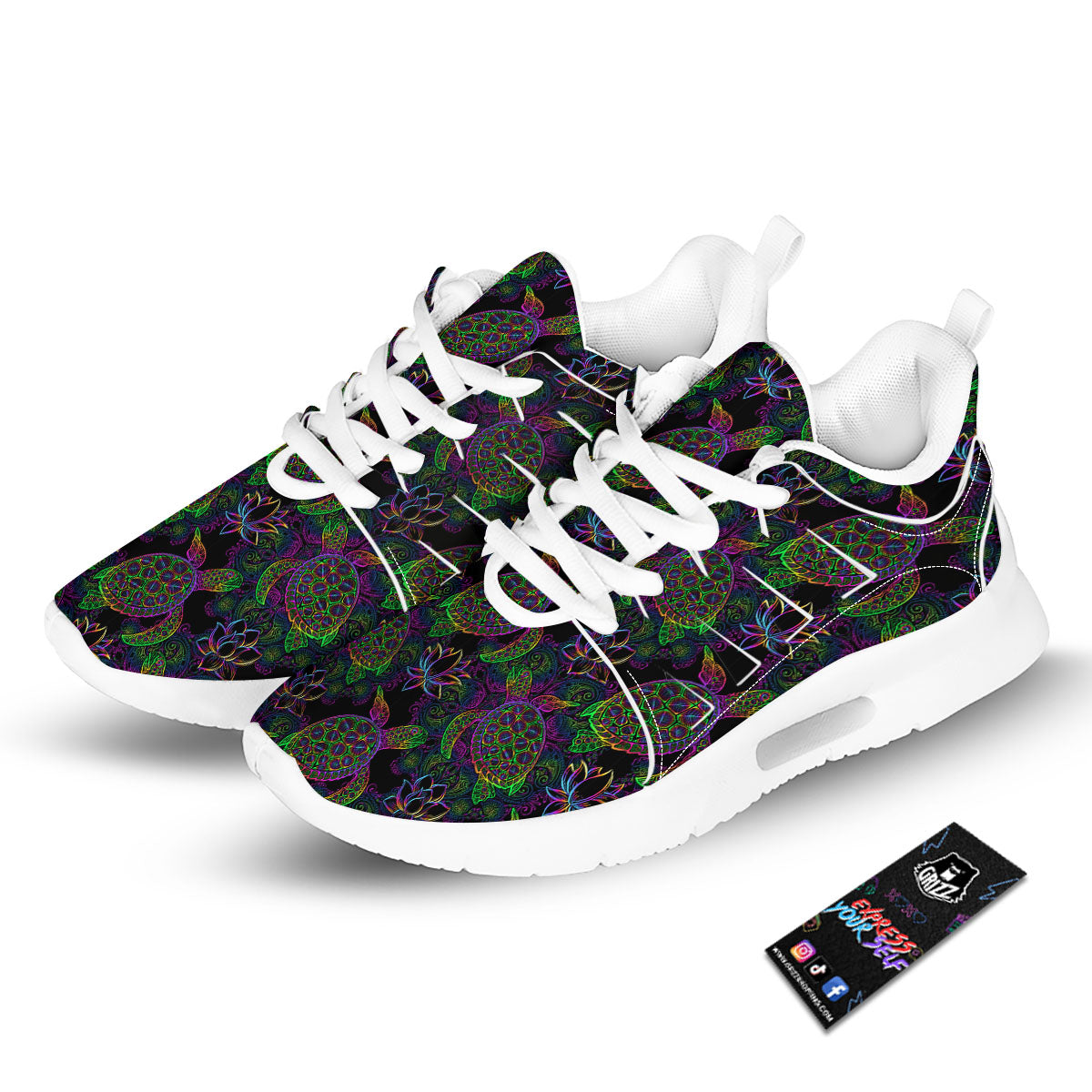 Turtle Sea Psychedelic Print Pattern Tennis Shoes-grizzshop