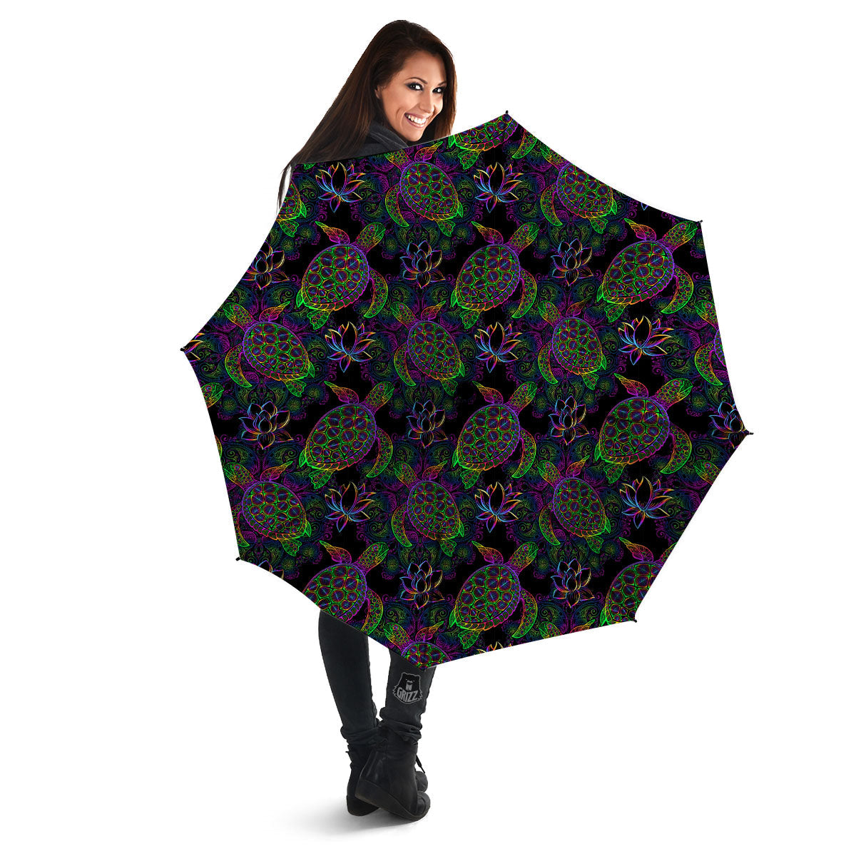 Turtle Sea Psychedelic Print Pattern Umbrella-grizzshop