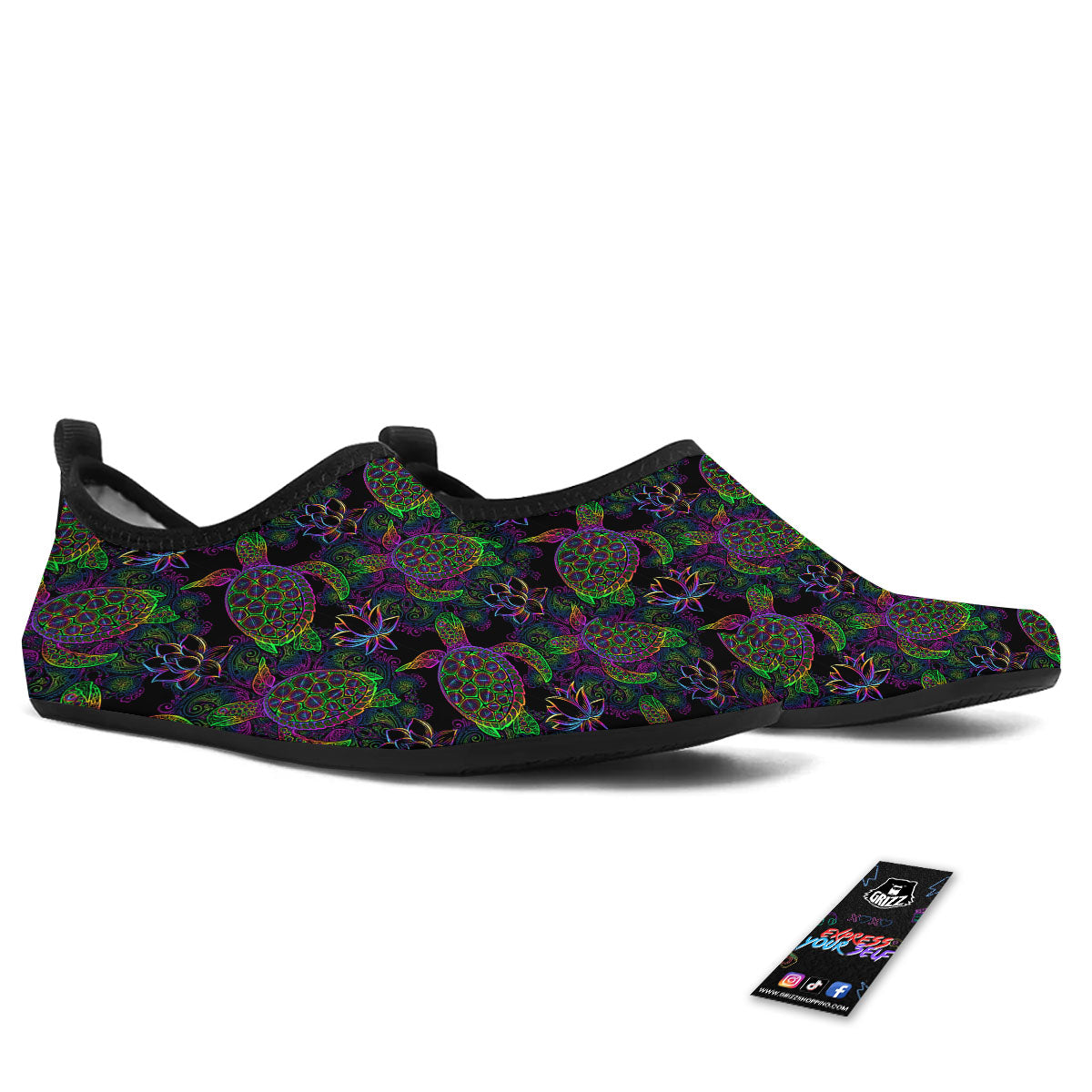 Turtle Sea Psychedelic Print Pattern Water Shoes-grizzshop