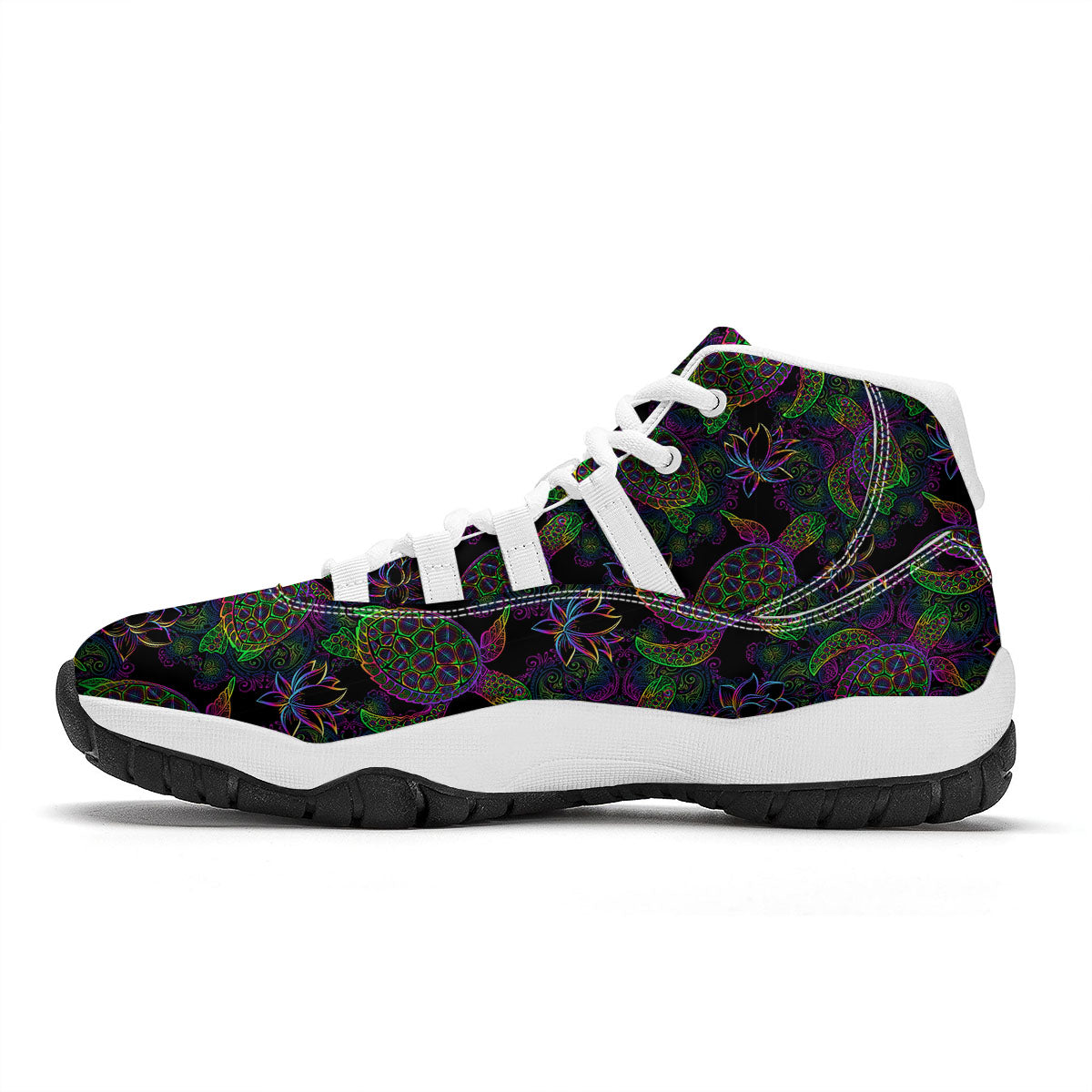 Turtle Sea Psychedelic Print Pattern White Bball Shoes-grizzshop