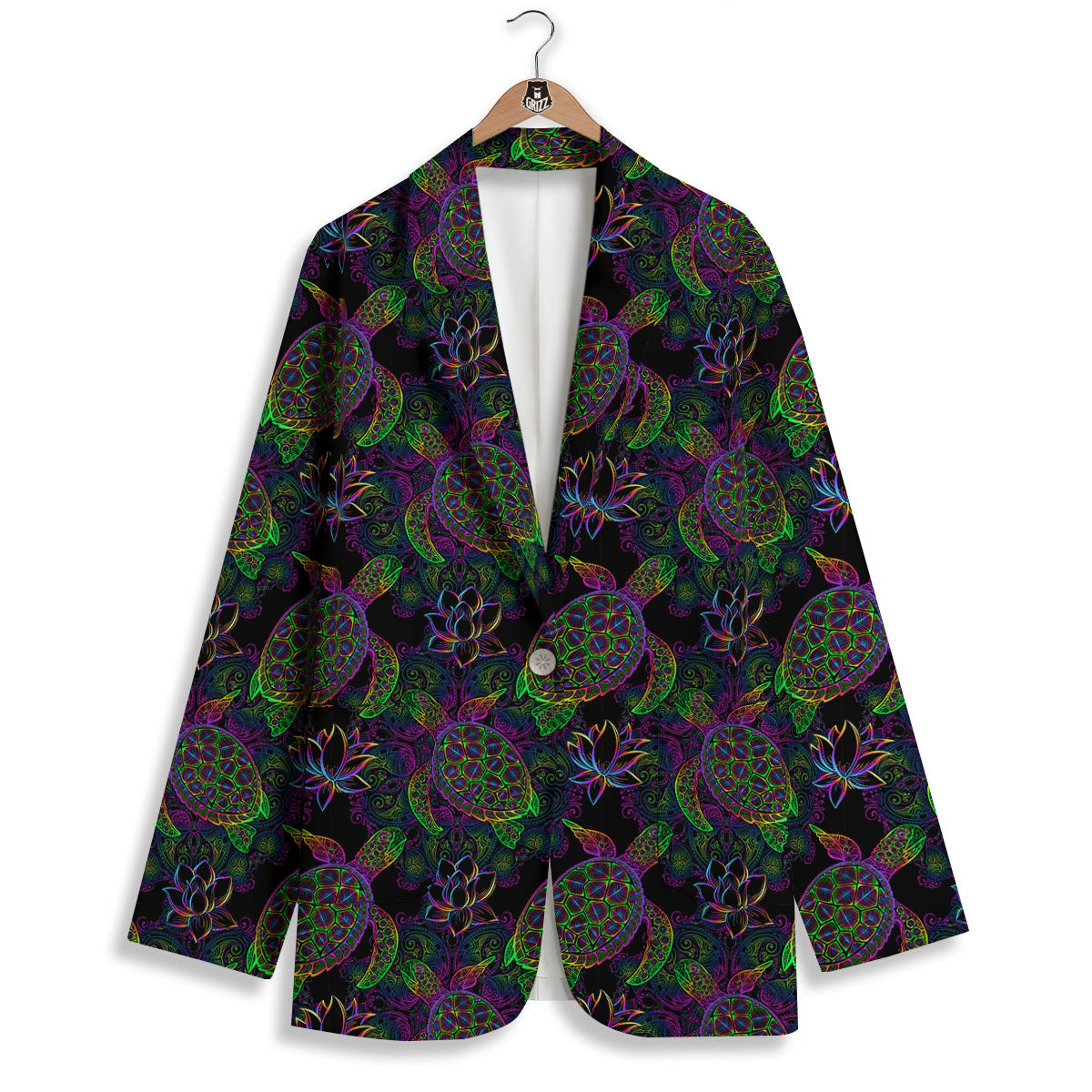 Turtle Sea Psychedelic Print Pattern Women's Blazer-grizzshop