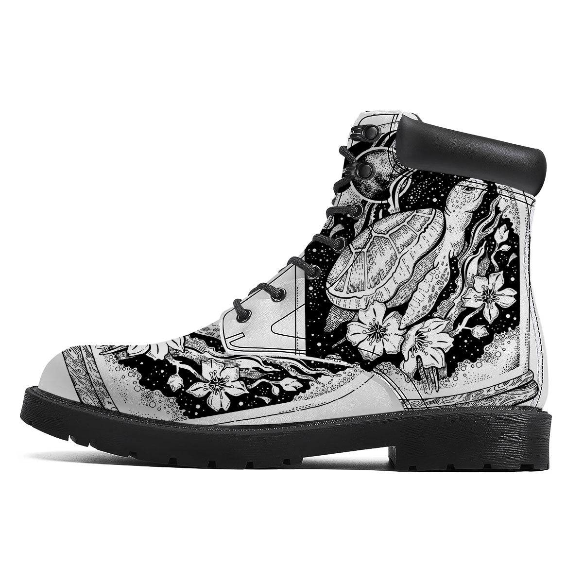 Turtle Sea Zentangle Print Boots-grizzshop