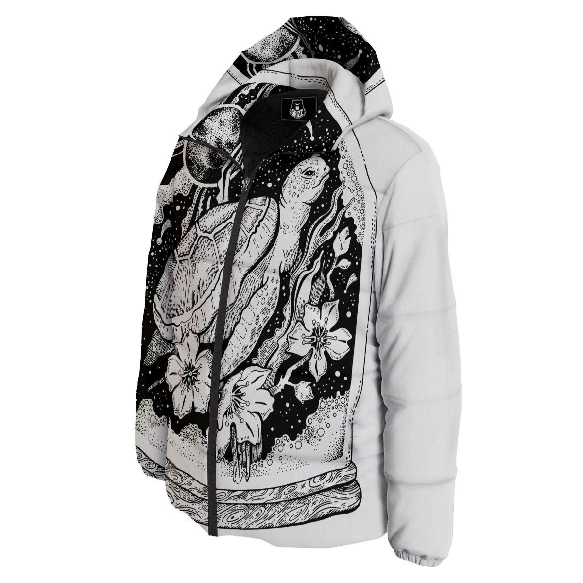 Turtle Sea Zentangle Print Down Jacket-grizzshop