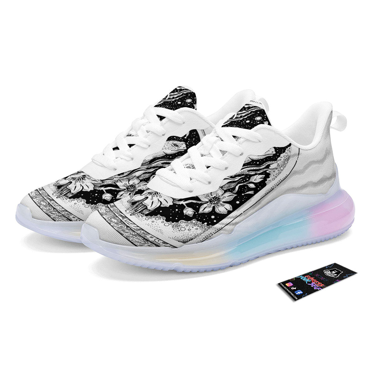 Turtle Sea Zentangle Print Running Sneakers-grizzshop