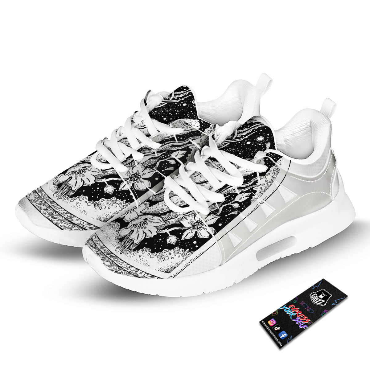 Turtle Sea Zentangle Print Tennis Shoes-grizzshop