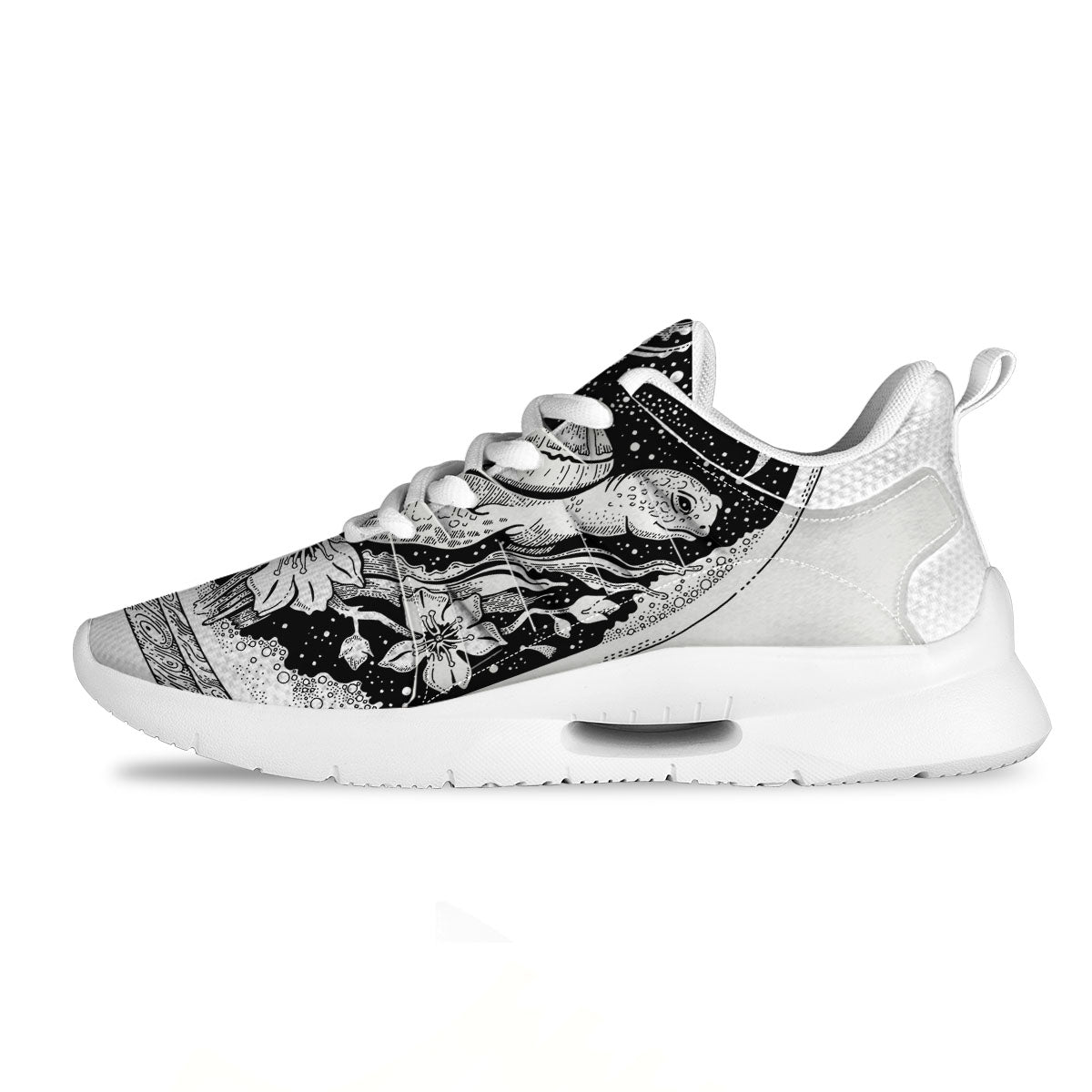 Turtle Sea Zentangle Print Tennis Shoes-grizzshop
