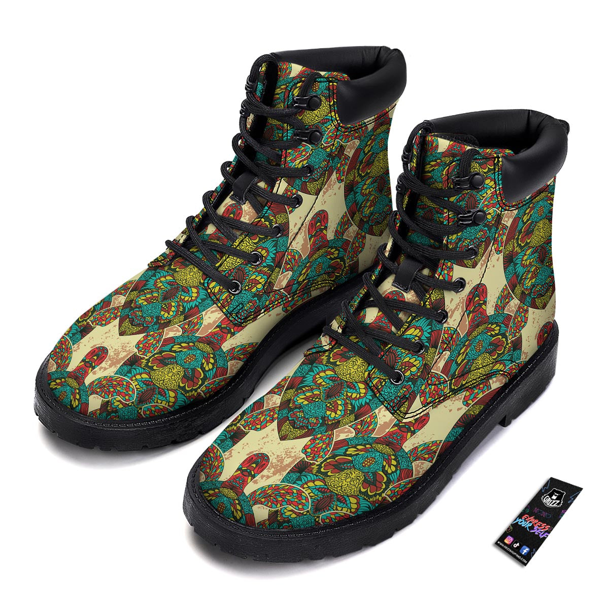 Turtle Tribal Sea Print Pattern Boots-grizzshop
