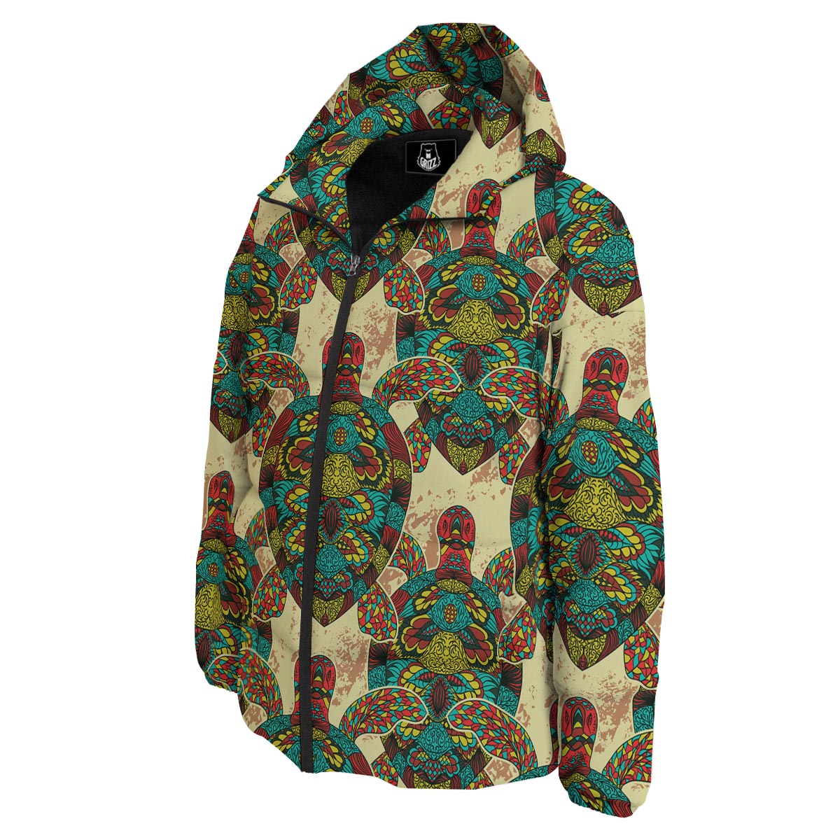 Turtle Tribal Sea Print Pattern Down Jacket-grizzshop