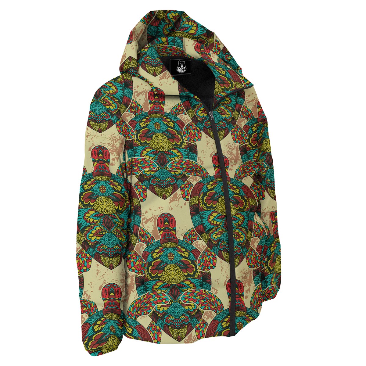 Turtle Tribal Sea Print Pattern Down Jacket-grizzshop