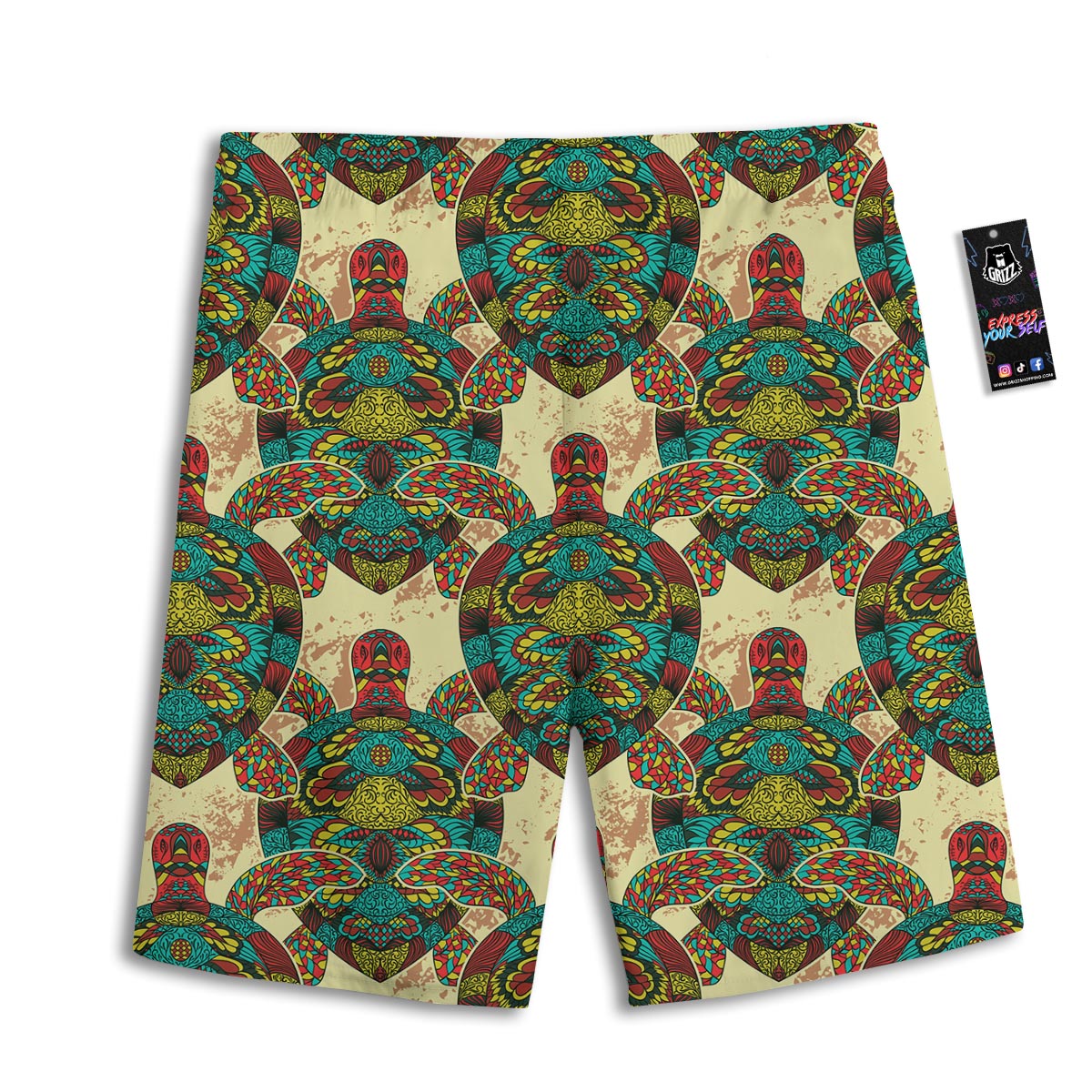 Turtle Tribal Sea Print Pattern Men's Athletic Shorts