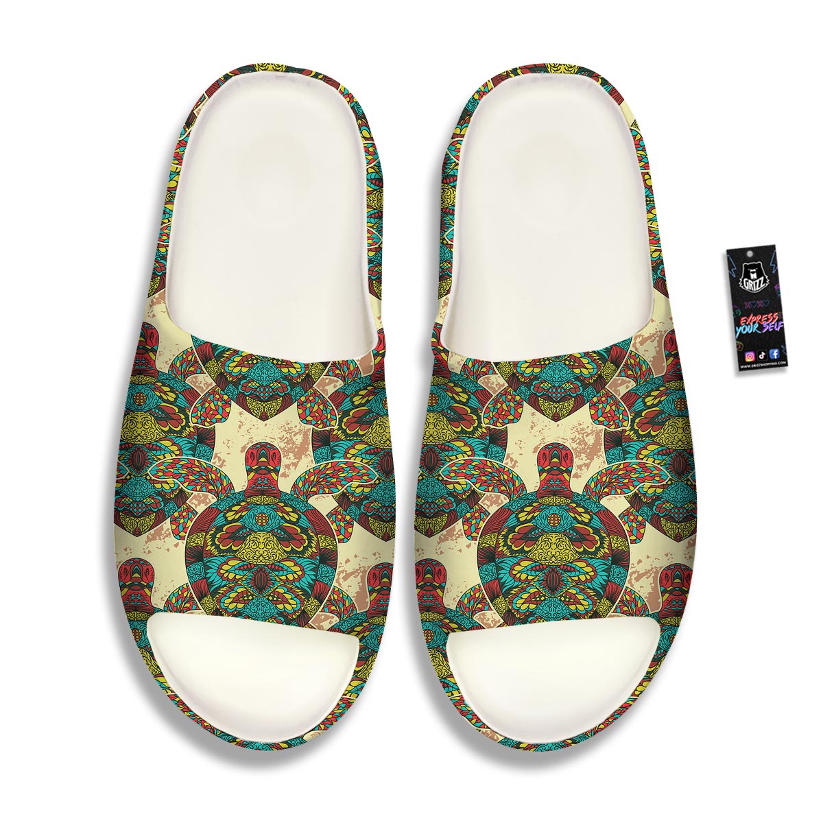Turtle Tribal Sea Print Pattern Sandals-grizzshop