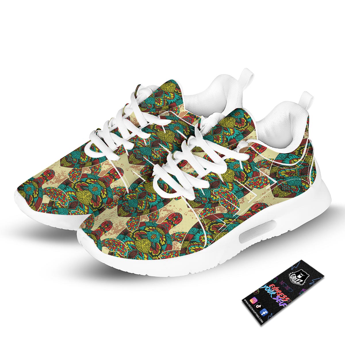 Turtle Tribal Sea Print Pattern Tennis Shoes-grizzshop