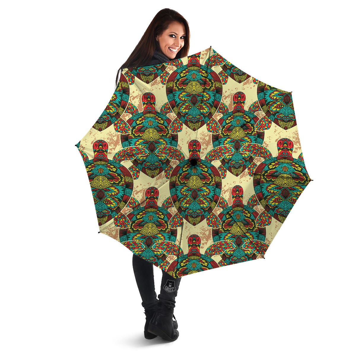 Turtle Tribal Sea Print Pattern Umbrella-grizzshop