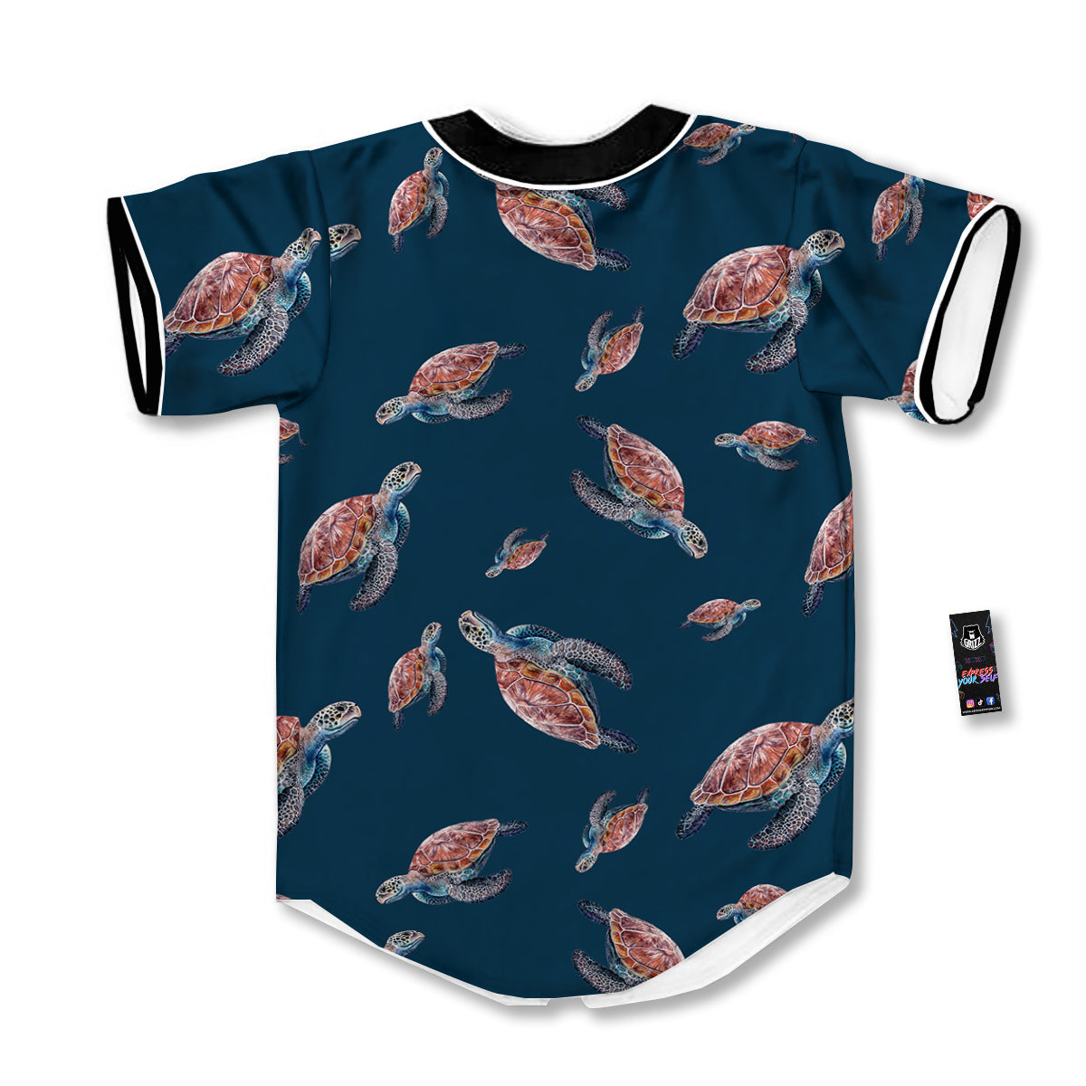 Turtle Watercolor Print Pattern Baseball Jersey-grizzshop