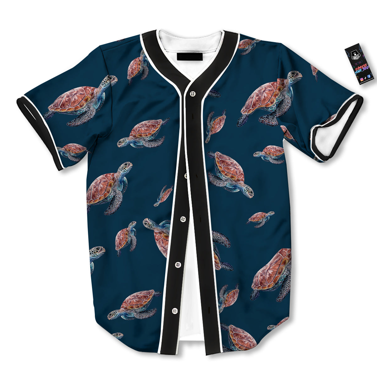 Turtle Watercolor Print Pattern Baseball Jersey-grizzshop