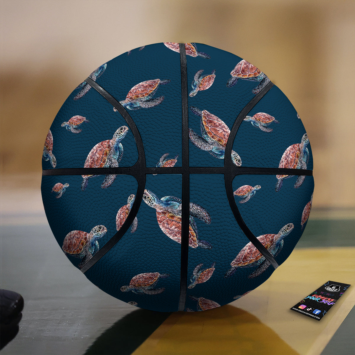 Turtle Watercolor Print Pattern Basketball-grizzshop