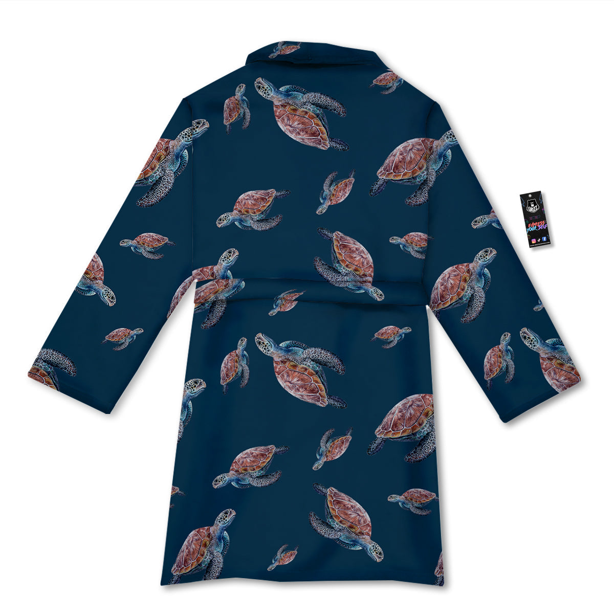 Turtle Watercolor Print Pattern Bathrobe-grizzshop