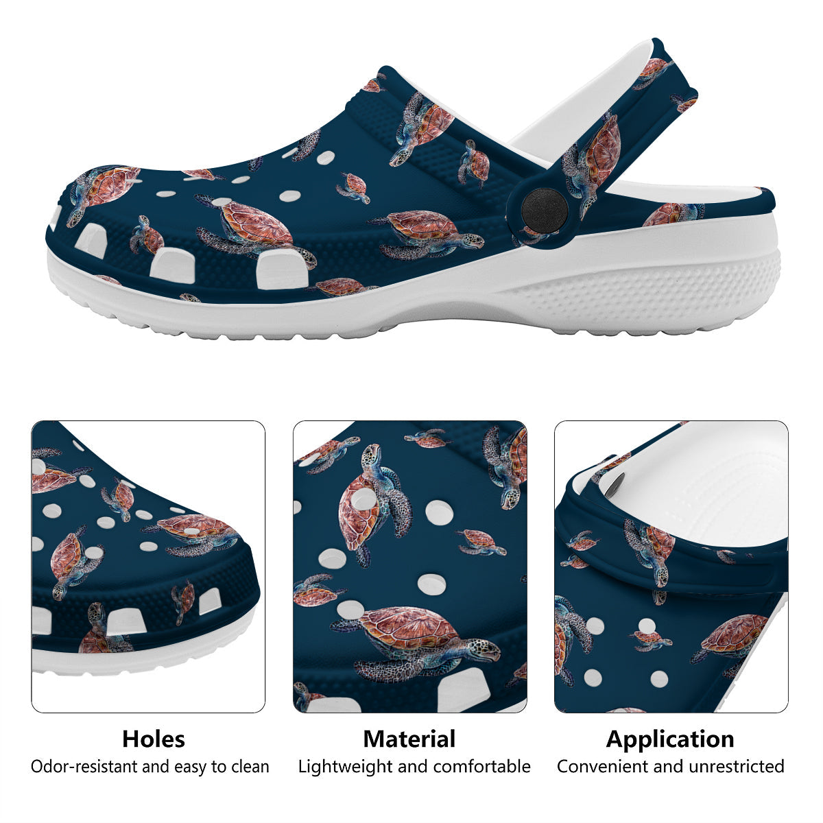 Turtle Watercolor Print Pattern Clog-grizzshop