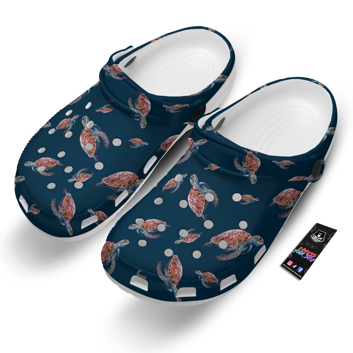 Turtle Watercolor Print Pattern Clog-grizzshop