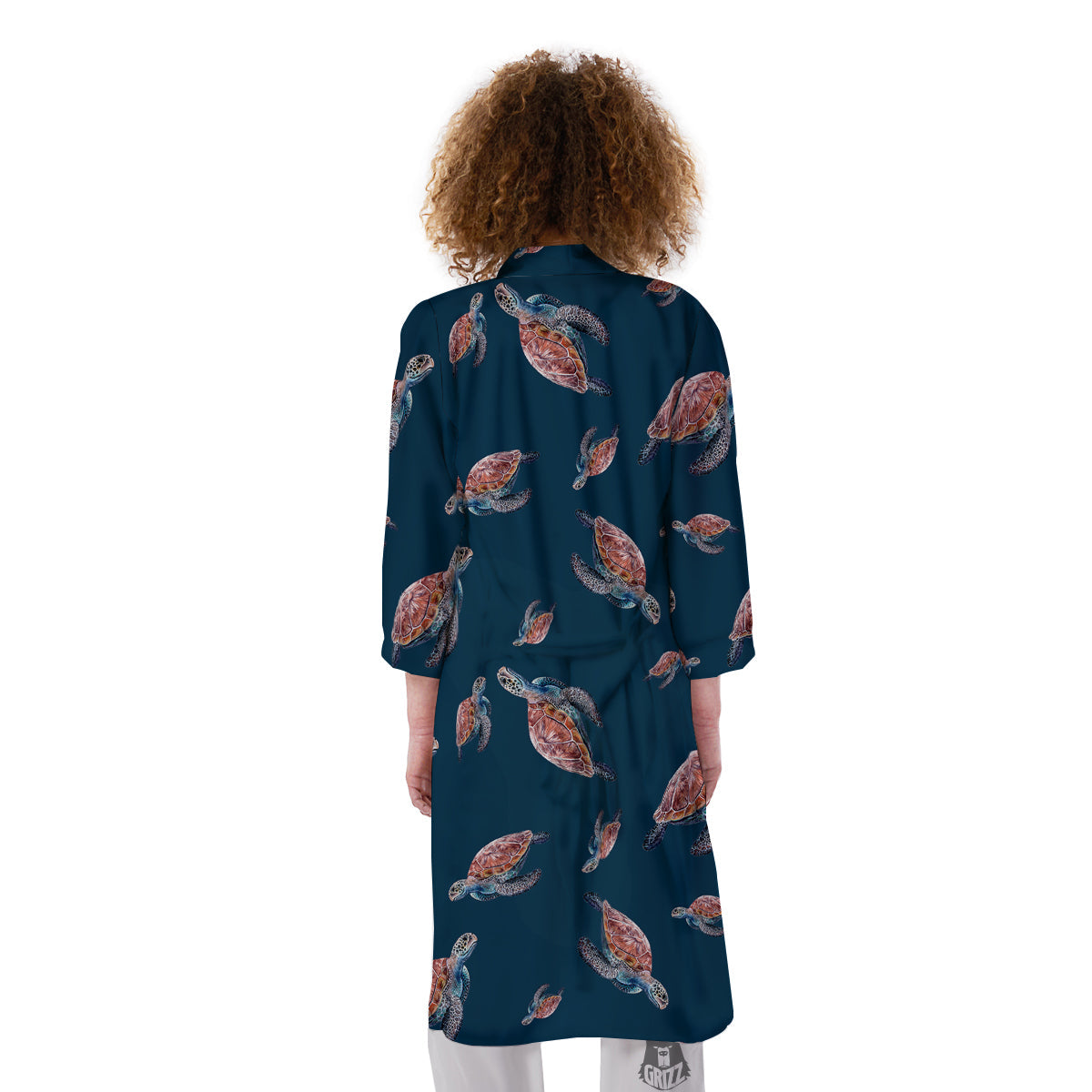 Turtle Watercolor Print Pattern Kimono-grizzshop