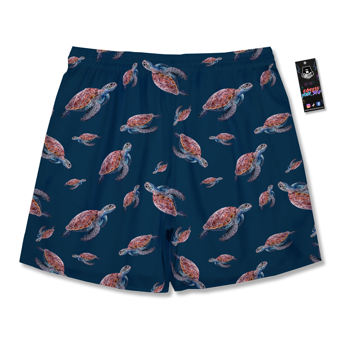 Turtle Watercolor Print Pattern Men's Running Shorts-grizzshop