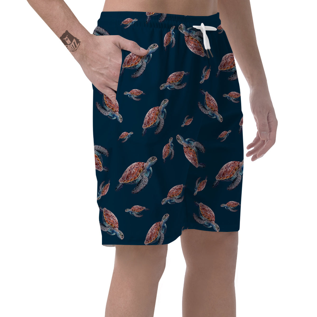 Turtle Watercolor Print Pattern Men's Shorts-grizzshop