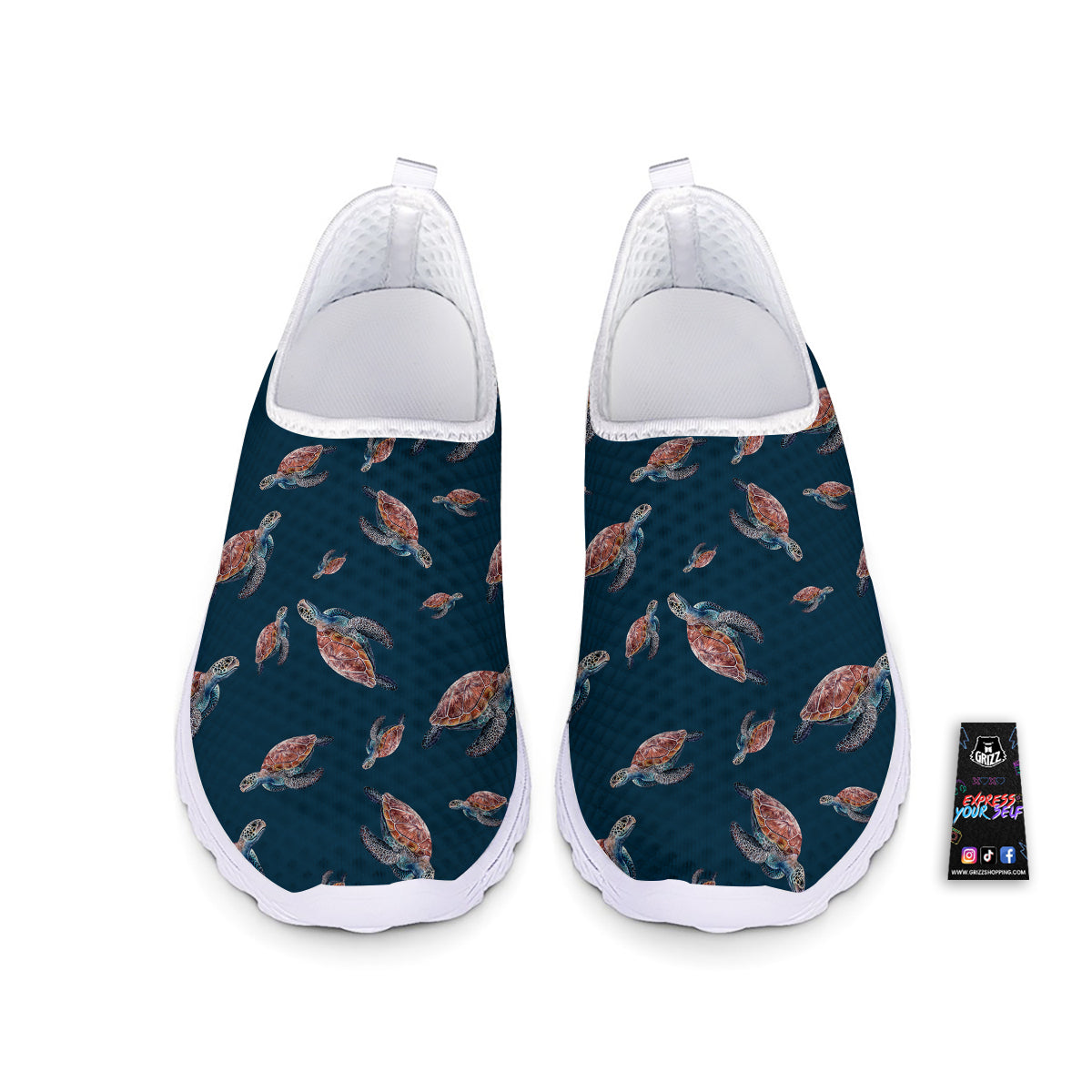 Turtle Watercolor Print Pattern Nurse Shoes-grizzshop