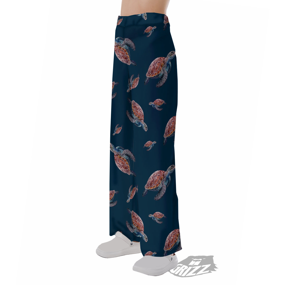 Turtle Watercolor Print Pattern Pajama Pants-grizzshop