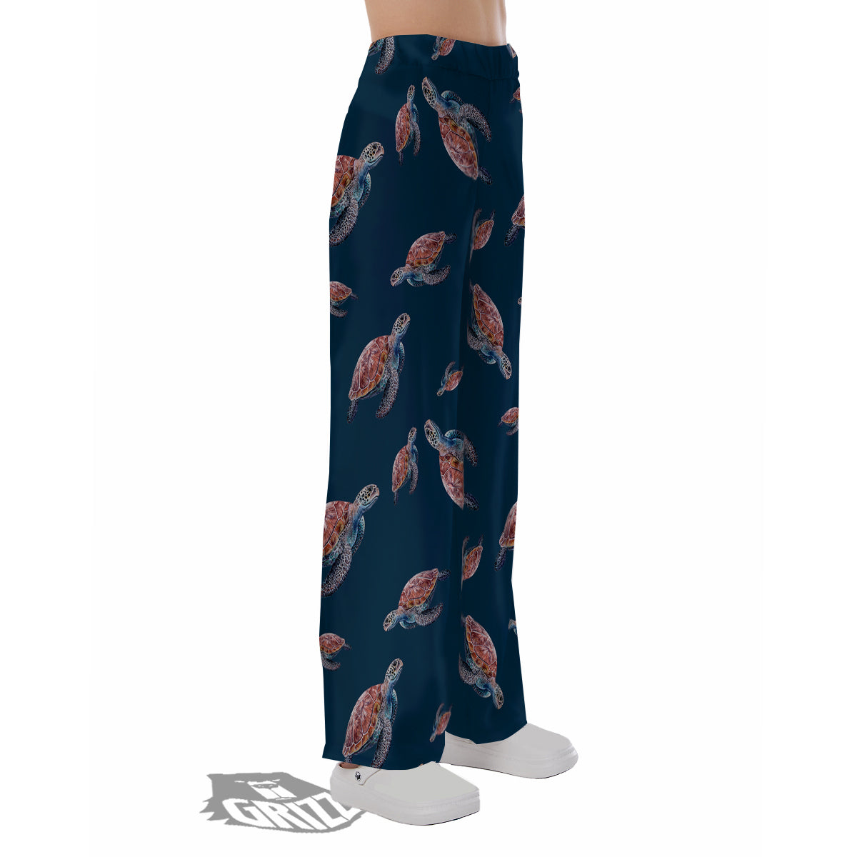 Turtle Watercolor Print Pattern Pajama Pants-grizzshop