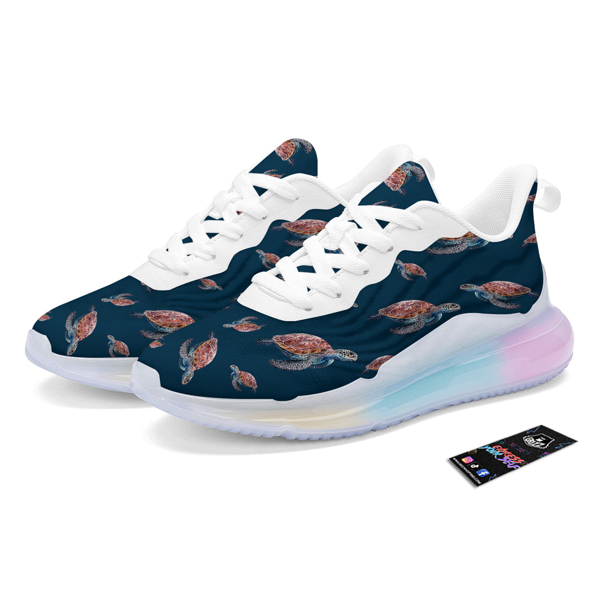 Turtle Watercolor Print Pattern Running Sneakers-grizzshop